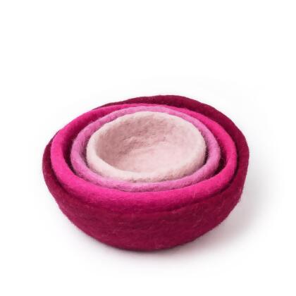 Abbott Collections AB-28-NEPAL-05-PNK 4 in.-7 in. Nesting Bowls, Pink Mix - Set of 4 