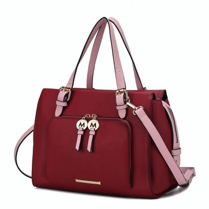 MKF Collection by Mia K. MKF-X694WN-PK Elise Vegan Leather Color-block Womens Satchel Bag 