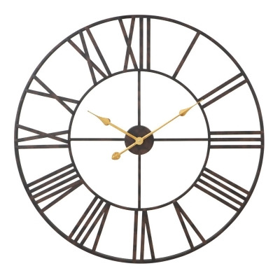 Aspire Home Accents 7852 Solange Round Metal Wall Clock, Dark Brown - 30 in. 