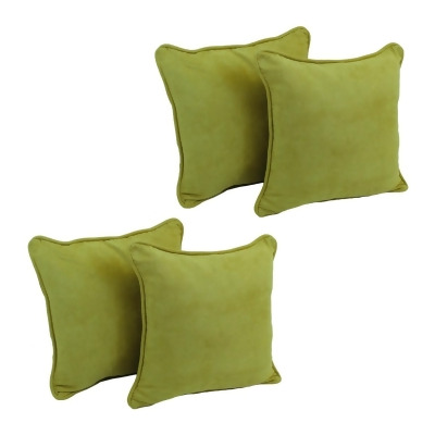 Blazing Needles 9810-CD-S4-MS-ML 18 in. Double-Corded Solid Microsuede Square Throw Pillows with Inserts, Mojito Lime - Set of 4 