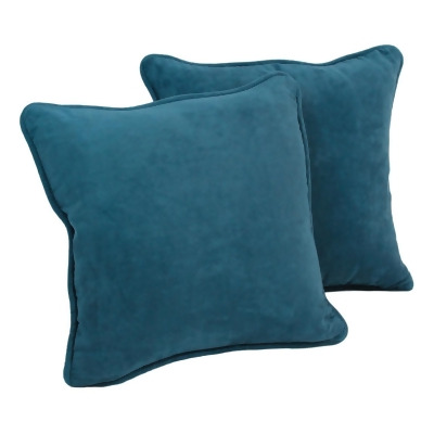Blazing Needles 9810-CD-S2-MS-TL 18 in. Double-Corded Solid Microsuede Square Throw Pillows with Inserts, Teal - Set of 2 