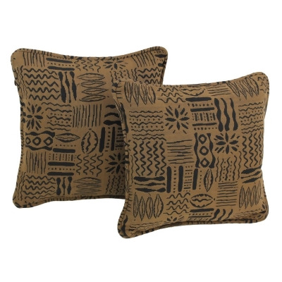 Blazing Needles 9810-CD-S2-TP-04 18 in. Double-Corded Patterned Tapestry Square Throw Pillows with Inserts, Kenya - Set of 2 