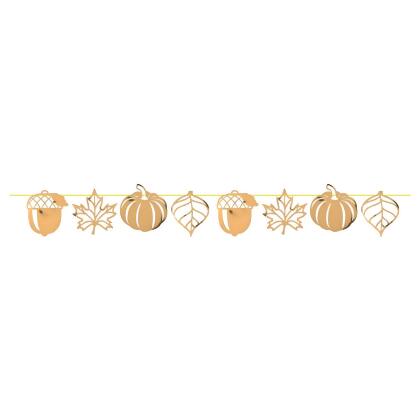 Beistle 90854 7.5 in. x 7 ft. 9 in. Foil Die-Cut Fall Streamer, Gold - Pack of 12