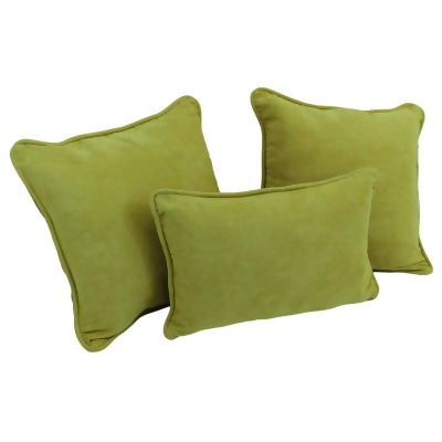 Blazing Needles 9817-CD-S3-MS-ML Double-Corded Solid Microsuede Throw Pillows with Inserts, Mojito Lime - Set of 3 
