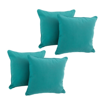 18-inch Double-corded Solid Twill Square Throw Pillows with Inserts (Set of  2) - Aqua Blue