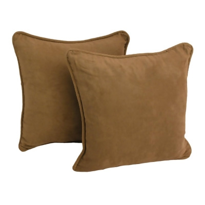 Blazing Needles 9810-CD-S2-MS-SB 18 in. Double-Corded Solid Microsuede Square Throw Pillows with Inserts, Saddle Brown - Set of 2 