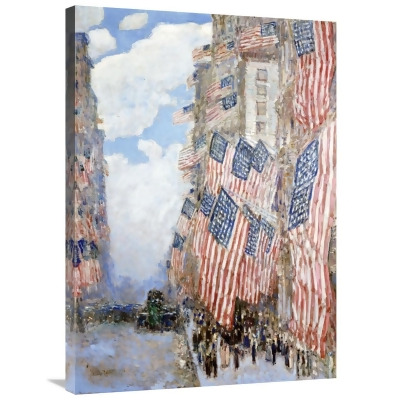 Global Gallery 36 in. The Fourth of July, 1916 - The Greatest Display of the American Flag Ever Seen in New York, Climax of the Preparedness Parade in May Art Print - Frederick Childe Hassam 