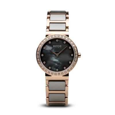 Bering 10729-769 Polished Ladies Slim Ceramic Wrist Watch, Rose Gold 