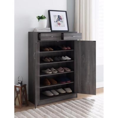 Benzara BM148871 Shoe Cabinet with Spacious Storages, Gray 