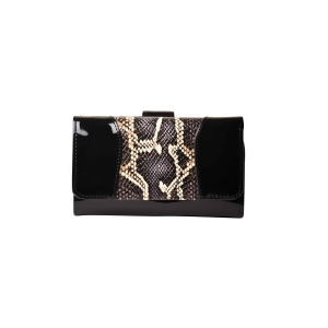 Bravo Handbags Wb-502blk Python Print Wallet Handbag, Black - Medium - All