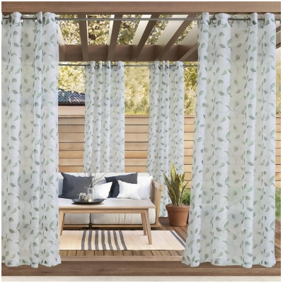 Commonwealth 40634-109-54-96-701 54 x 96 in. Two Tone Leaf Sheer Grommet Outdoor Curtain Panel, Green 