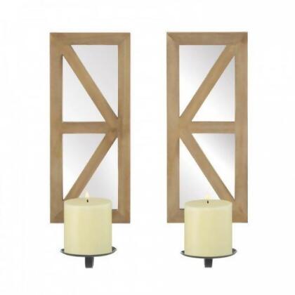 Accent Plus 10018921 Mirrored Wood Candle Sconce Set, Blue 