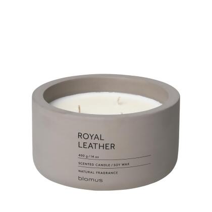 Blomus 65961 Fraga Scented Candle in Concrete Container, Satellite - Royal Leather Fragrance - 3 Wick 