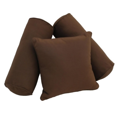 Blazing Needles 9816-CD-S3-TW-CH Double-Corded Solid Twill Throw Pillows with Inserts, Chocolate - Set of 3 
