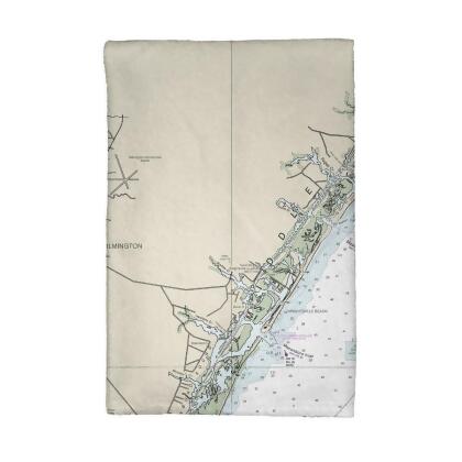 Betsy Drake KT11539WB Wilmington - Wrightsville Beach, NC Nautical Map Kitchen Towel 