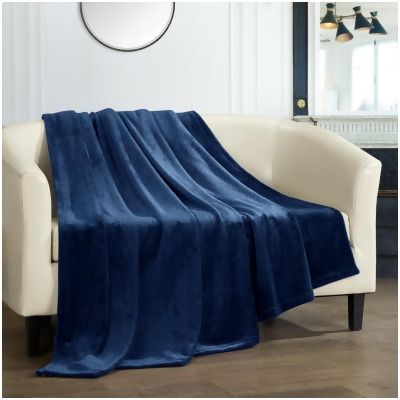 Chic Home BTB24923-US Kaden Throw Blanket Cozy Super Soft Ultra Plush Micro Mink Fleece Decorative Design, 50 x 60 in. - Navy 