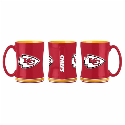 Caseys 629366621 14 oz Kansas City Chiefs Sculpted Relief Coffee Mug, Red 