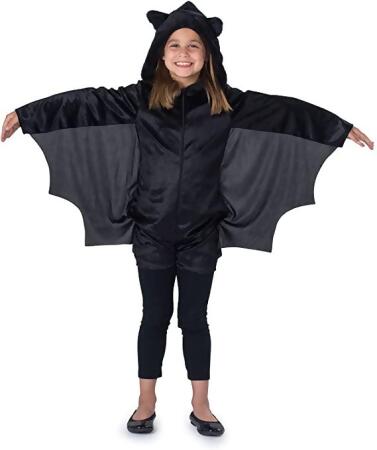 Dress Up America 1088-L Bat Jumpsuit Romper with Wings for Girls, Black - Large - 12-14 years 