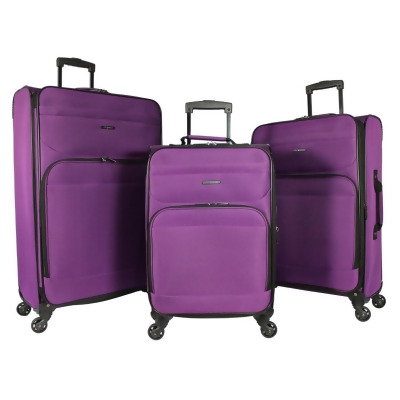 Dejuno 252104DJ-PURPLE Lisbon Lightweight Expandable Spinner Luggage Set, Purple - 3 Piece 