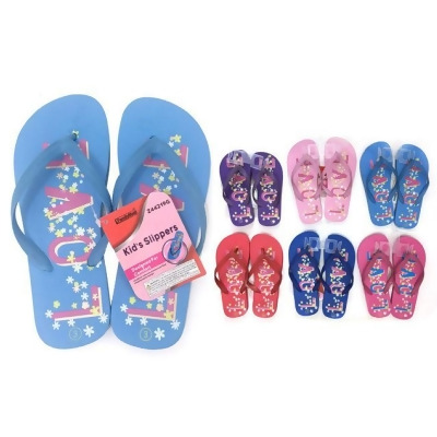 FamilyMaid Z44219G Girl Solid Strap Slipper, 6 Assorted Color - Size 6-10 