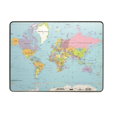Durable Office Products 721119 20.75 x 15.75 in. Desk Pad with World Map, Transparent 