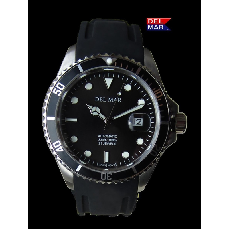 Emtech La Costa Co 50411 Del Mar Mens Premier Automatic Watch Black Dial,  Black Silicone band 1