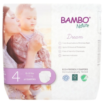 Bambo Nature KHRM00383047 Baby Diapers, Size 4 - Pack of 27 