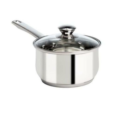 Epoca International 111424 2 qt. Stainless Steel Saucepan with Glass Lid, Silver 