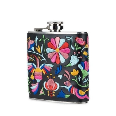 Blush 6272 6 oz Embroidered Flask, Assorted Color 