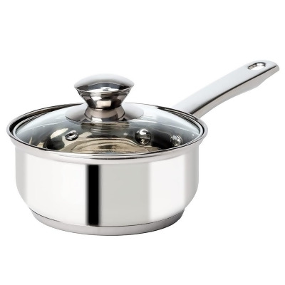Epoca International 111423 1 qt. Stainless Steel Saucepan with Glass Lid, Silver 