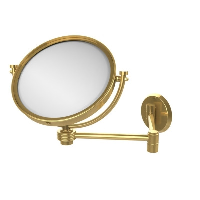 Allied Brass WM-6G-4X-PB 8 in. Wall Mounted Extending Make-Up Mirror 4X Magnification with Groovy Accent, Polished Brass 