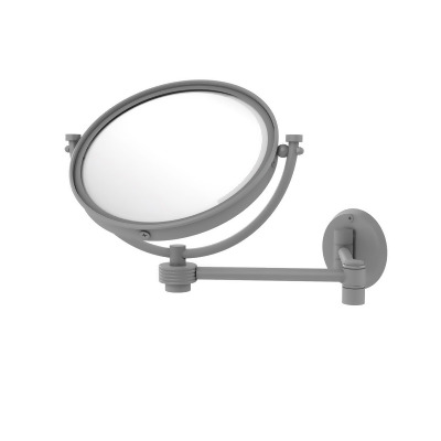 Allied Brass WM-6G-2X-GYM 8 in. Wall Mounted Extending Make-Up Mirror 2X Magnification with Groovy Accent, Matte Gray 
