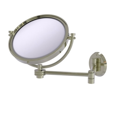 Allied Brass WM-6D-4X-PNI 8 in. Wall Mounted Extending Make-Up Mirror 4X Magnification with Dotted Accent, Polished Nickel 