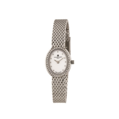 Charles-Hubert Paris 6914-W Womens Stainless Steel Mop Quartz Dial Watch, White 