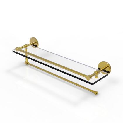 Allied Brass P1000-1PT-22-GAL-PB 22 in. Prestige Skyline Collection Paper Towel Holder with Gallery Glass Shelf, Polished Brass 
