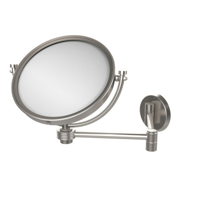 Allied Brass WM-6G-4X-SN 8 in. Wall Mounted Extending Make-Up Mirror 4X Magnification with Groovy Accent, Satin Nickel 