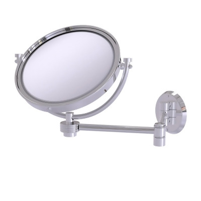 Allied Brass WM-6G-2X-PC 8 in. Wall Mounted Extending Make-Up Mirror 2X Magnification with Groovy Accent, Polished Chrome 