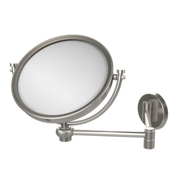 Allied Brass WM-6T-3X-SN 8 in. Wall Mounted Extending Make-Up Mirror 3X Magnification with Twist Accent, Satin Nickel 