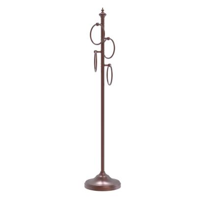 Allied Brass TS-D1-CA Floor Standing 4 Towel Ring Stand, Antique Copper 