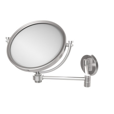 Allied Brass WM-6G-4X-SCH 8 in. Wall Mounted Extending Make-Up Mirror 4X Magnification with Groovy Accent, Satin Chrome 