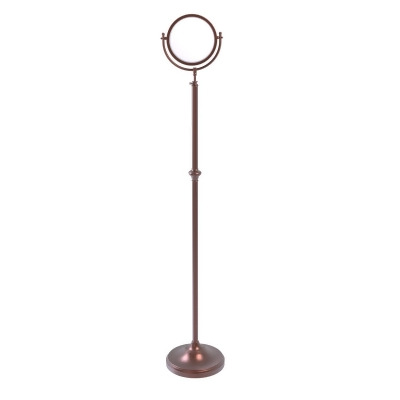 Allied Brass DMF-2-2X-CA 8 in. dia. Adjustable Height Floor Standing Make-Up Mirror with 2X Magnification, Antique Copper 