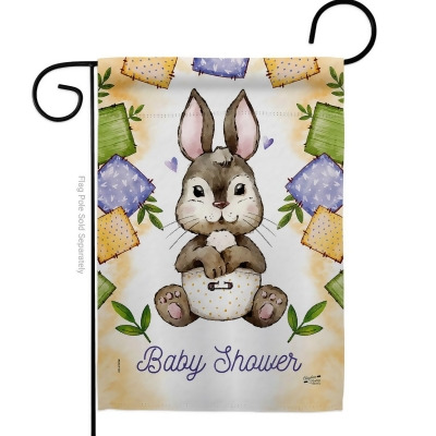 Angeleno Heritage G135603-BO Bunny Baby Shower Celebration New Born Double-Sided Decorative Garden Flag, Multi Color 