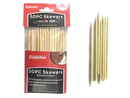 Familymaid 13575 6 in. Bamboo Skewers, 50 Piece - Pack of 96 