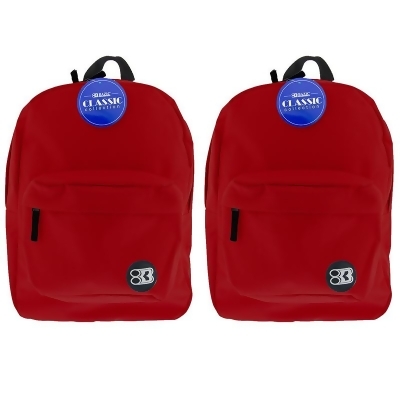 Bazic Products BAZ1059-2 17 in. Burgundy Classic Backpack, Pack of 2 