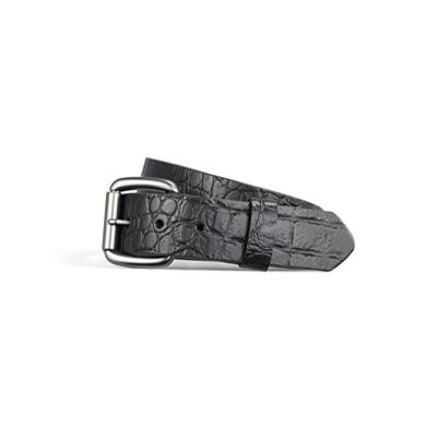 First Manufacturing FIMB16007-60-50-BLK Crocodile Leather Belt for Men, Black - Size 50 
