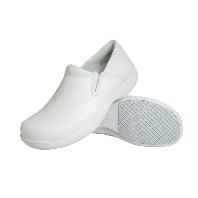 Genuine Grip 475-10.5M Mens Slip-Resistant Slip-On Work Shoes, White Leather - Size 10.5 