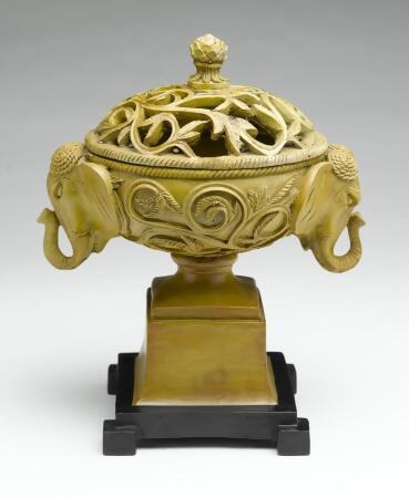 AA Importing 66105 Elephant Bowl with Decorative Lid, Mustard 