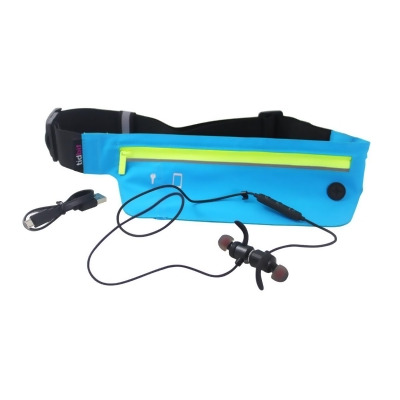 Bolan 89033-W10-Black Bluetooth Earbug LED Light Up Exercise Runners Belt for Phone Keys Cash Credit Cards, Black 