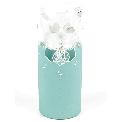 B2 Studio 7017-300-sh166.1 12 in. Hand Painted Cylinder Art Glass Vase for Flower, Blue 