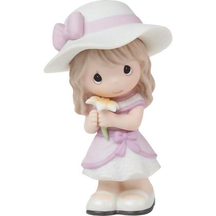 Be the Light Christian Bookstore 222020 5 in. Porcelain Girl Holding Lily Figurine, Multi Color 